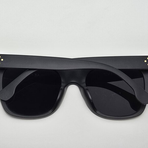 I-SEA Stevie Matte Black Gold Frame Polarized Black Lens Cat Eye Sunglasses 53mm - Picture 13 of 16